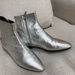 Silver Ankle Boots side zipper